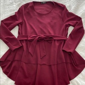 Shein Burgundy Peplum Top